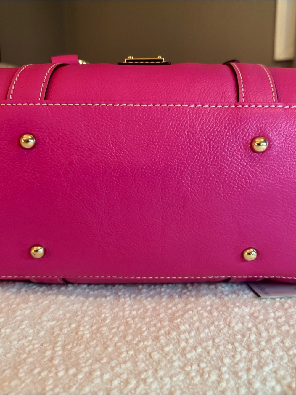 Dooney & Bourke Hot Pink Leather Shoulder Bag with Gold Hardware - Picture 3 of 5